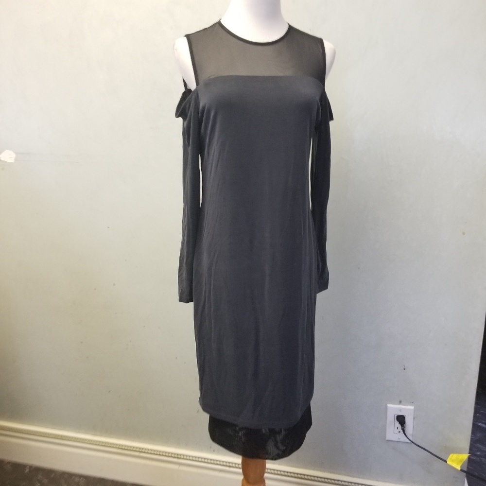 DKNY mess overlay cold shoulder dress women's size 4 (V3)